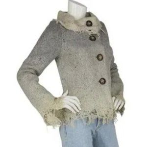 Anthropologie Casch Gro Abrahamsson Gray & Cream Ombre Brenneka Wool Jacket